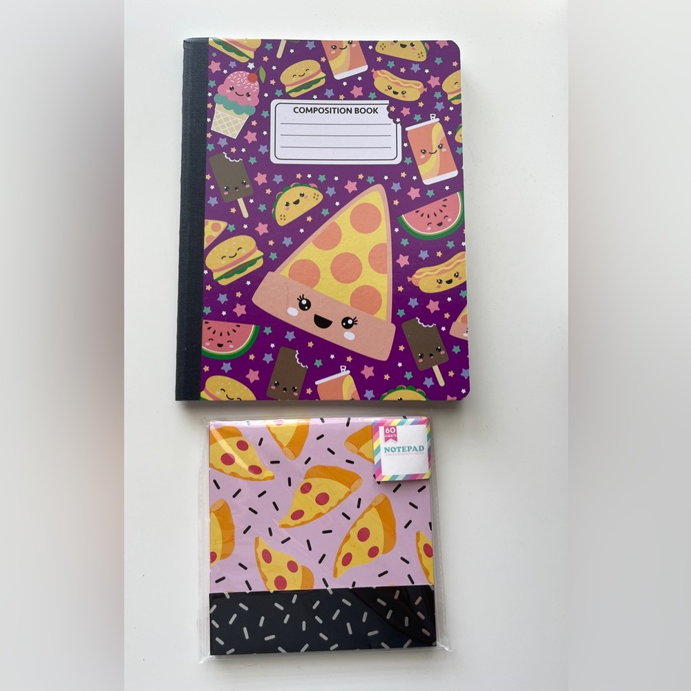 Pizza and Snack Themed  Notebook and Notepad Set